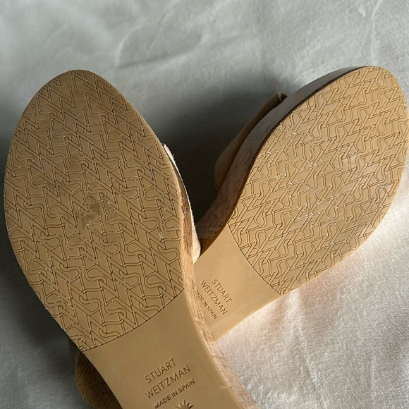 STUART WEITZMAN Summer Wedge Women’s size 10 Tan Suede Platform Slide Sandals - Picture 13 of 16